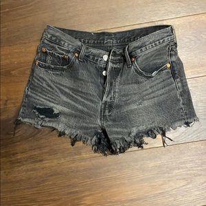 Levi’s Black Washed Out Denim Jean Shorts